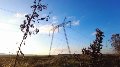 High Voltage Electric Tower With Insulators Stock Footage 144690823