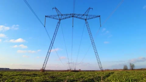 High Voltage Electric Tower With Insulators Stock Footage 144690931