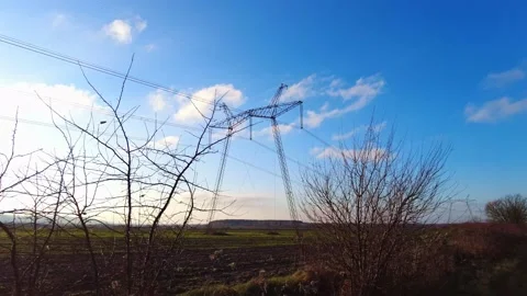 High Voltage Electric Tower With Insulators Stock Footage 144691166