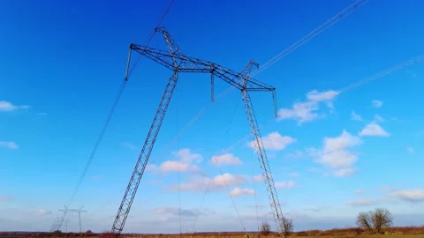 High Voltage Electric Tower With Insulators Stock Footage 144691886