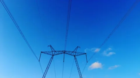 High Voltage Electric Tower With Insulators Stock Footage 144692065