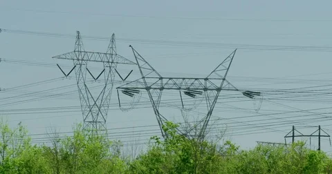 High voltage Electric utility power line structure power grid stock footage Stock Footage 74625915