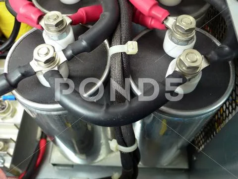 High voltage electrical capacitors Stock Photos