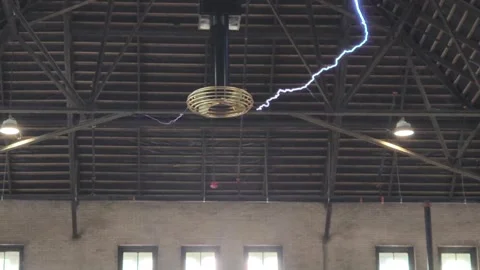 High Voltage Electrical Coil Producing Electrical Arcs Stock Footage 346184761