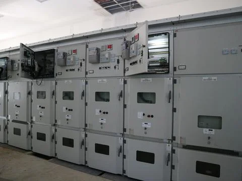 High voltage electrical control circuit cabinet Stock Photos