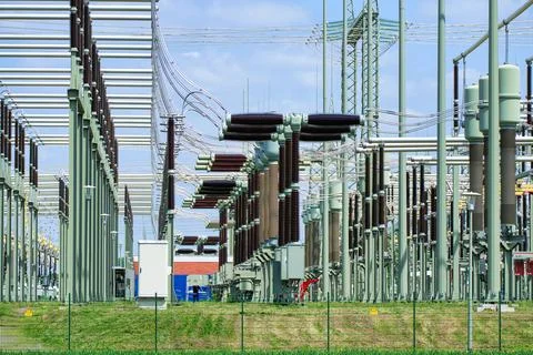 High voltage electrical energy substation switchgear infrastructure Stock Photos