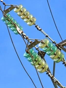 High voltage electrical insulator.closeup. Stock Photos