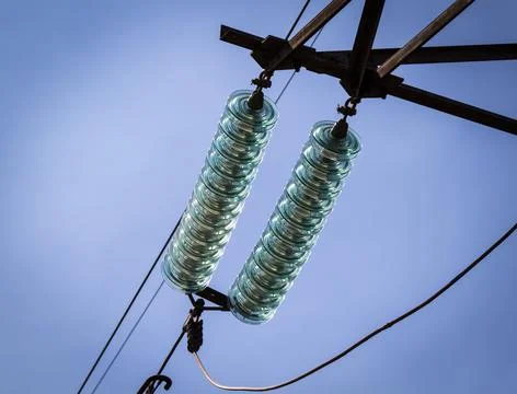 High voltage electrical lines Stock Photos