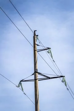 High voltage electrical lines Stock Photos