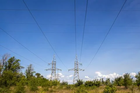 High voltage electrical lines Foto stock