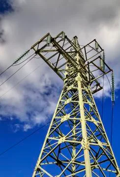 High voltage electrical overhead line Stock Photos