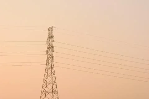 High voltage electrical pole Foto stock