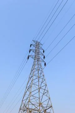 High voltage electrical pole Stock Photos