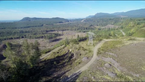 High Voltage electrical power line in mountain hills area Stock Footage 42950597