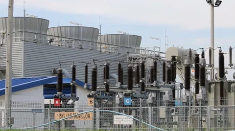 High-voltage electrical power supply substation Vidéo 56951897