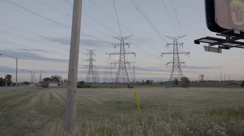 High voltage electrical power towers. 4K UHD. Stock Footage 65710414