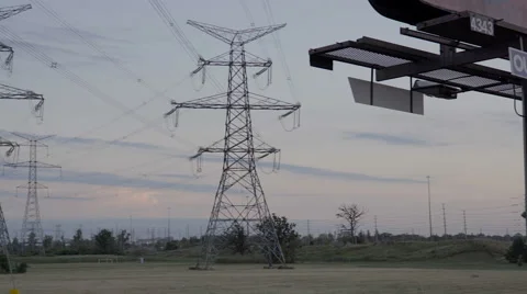 High voltage electrical power towers. 4K UHD. Stock Footage 65720714