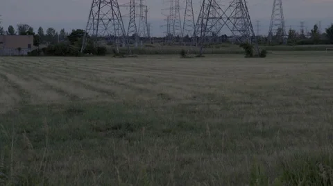 High voltage electrical power towers. 4K UHD. Stock Footage 65735707