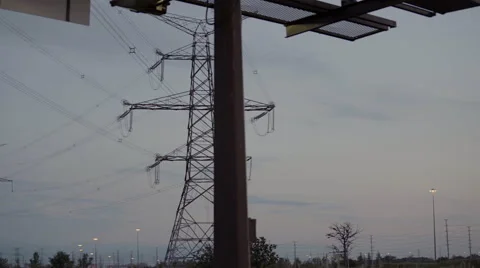 High voltage electrical power towers. 4K UHD. Stock Footage 65740573