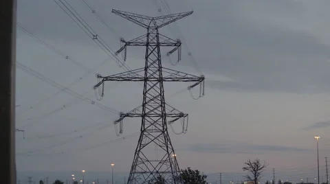 High voltage electrical power towers. 4K UHD. Stock Footage 65744754