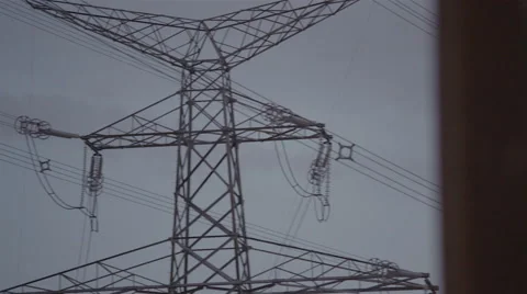 High voltage electrical power towers. 4K UHD. Stock Footage 65744756