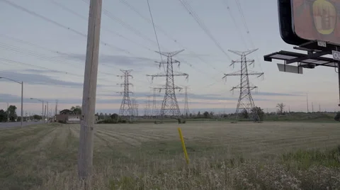 High voltage electrical power towers. 4K UHD. Stock Footage 65752532