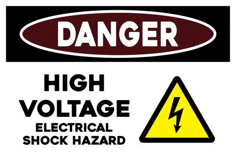 High voltage electrical shock hazard warning sign Stock Illustration