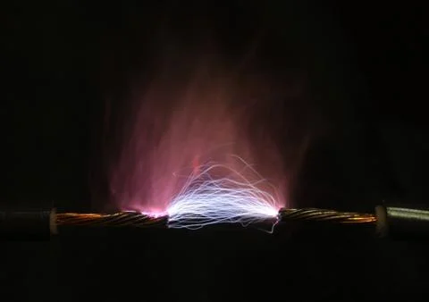 High voltage electrical spark Stock Photos