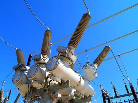 High voltage electrical substation Stock Photos
