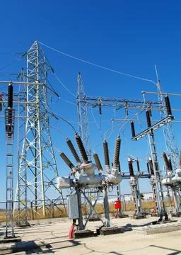 High voltage electrical substation Stock Photos