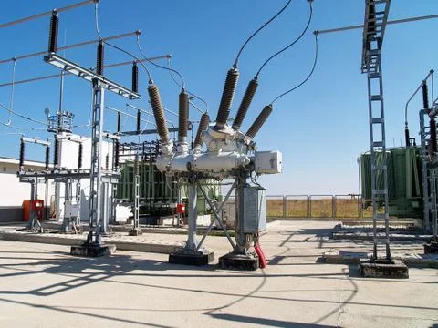 High voltage electrical substation Stock Photos