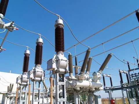 High voltage electrical substation Stock Photos