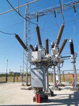 High voltage electrical substation Stock Photos