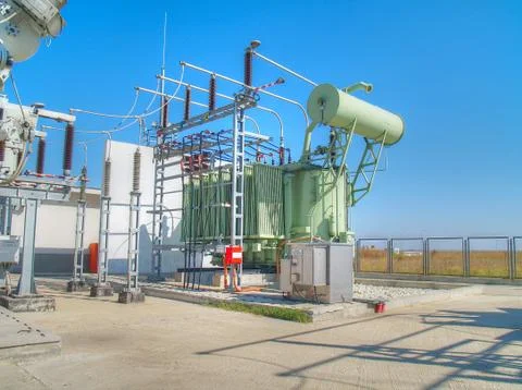 High voltage electrical substation Stock Photos
