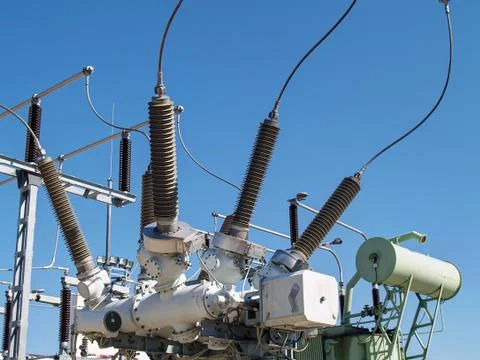 High voltage electrical substation Stock Photos