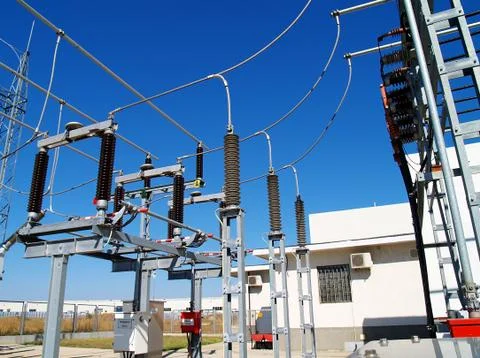 High voltage electrical substation Stock Photos