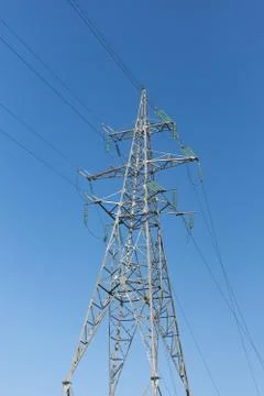 High-voltage electrical tower against the sky Stock Photos