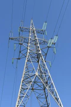 High-voltage electrical tower against the sky Stock Photos