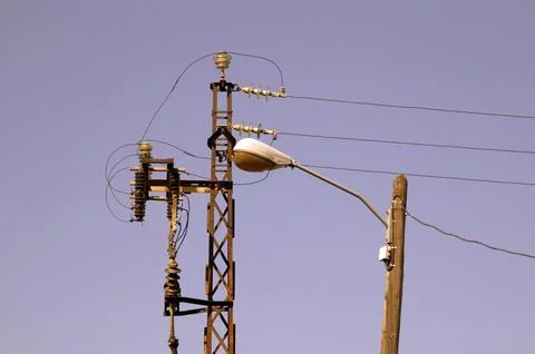 High voltage electrical tower Stock Photos
