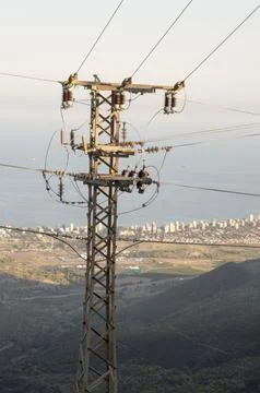 High voltage electrical tower Stock Photos