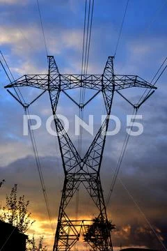 High voltage electrical towers in line Stock Photos