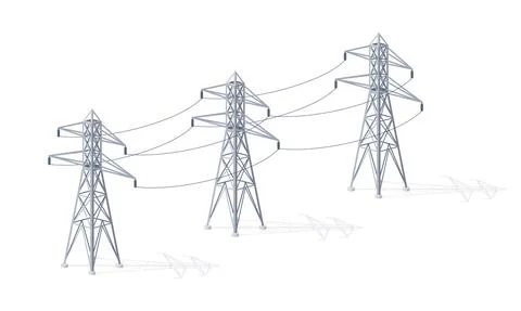 High voltage electricity grid tower pylons. Stock Illustration