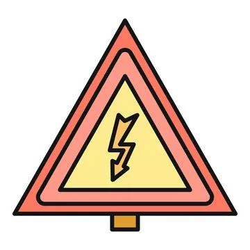 High voltage electricity hazard warning sign icon Stock Illustration
