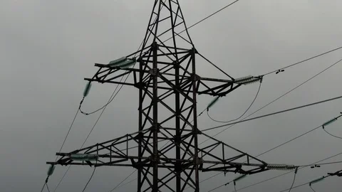 High voltage electricity pole Stock Footage