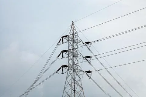 High voltage electricity post Stock Photos