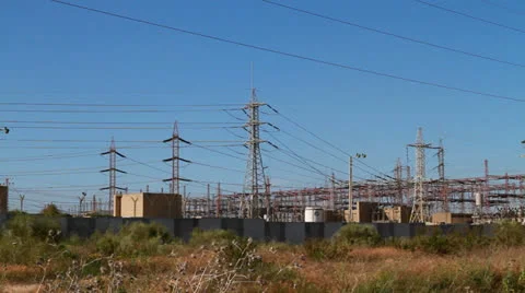High-voltage electricity station Stock Footage 22514859