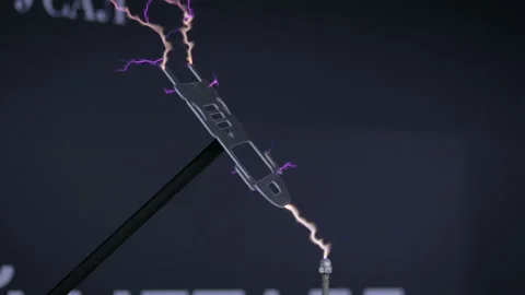High-voltage experiment with tesla coil Video stock 109477659