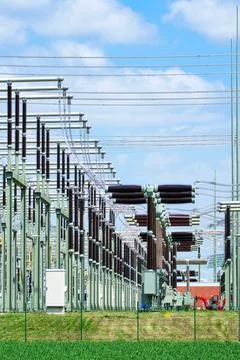 High voltage grid substation switchgear infrastructure equipment Stock Photos