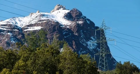 High voltage hydro-electric power-line in central Chile, South America. Stock Footage 86879004