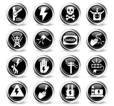 High voltage icon set Stock Illustration